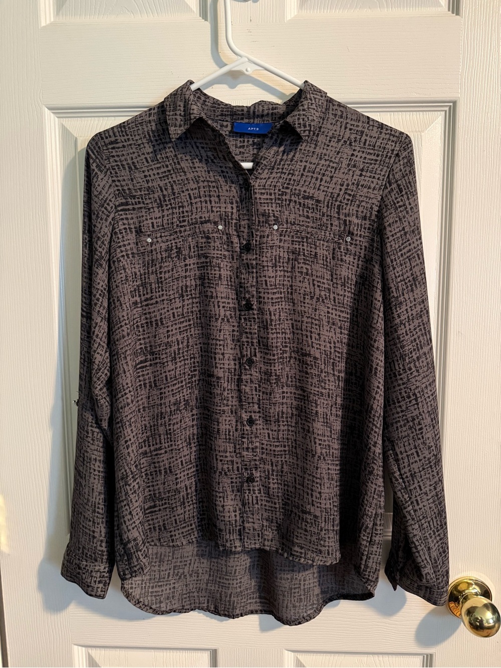 Apt. 9 Women's Black Textured Button-Down Shirt